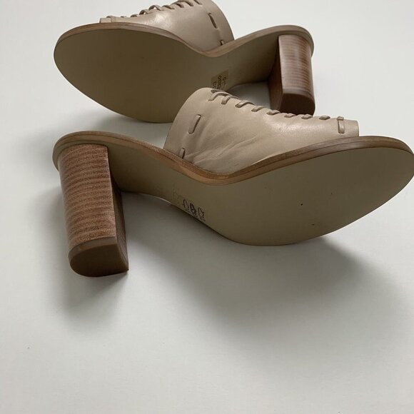 J. CREW MARLOW HUARACHE MULES Leather Light Blush 3.5" Heel Sz 7.5 New with box - Picture 5 of 11